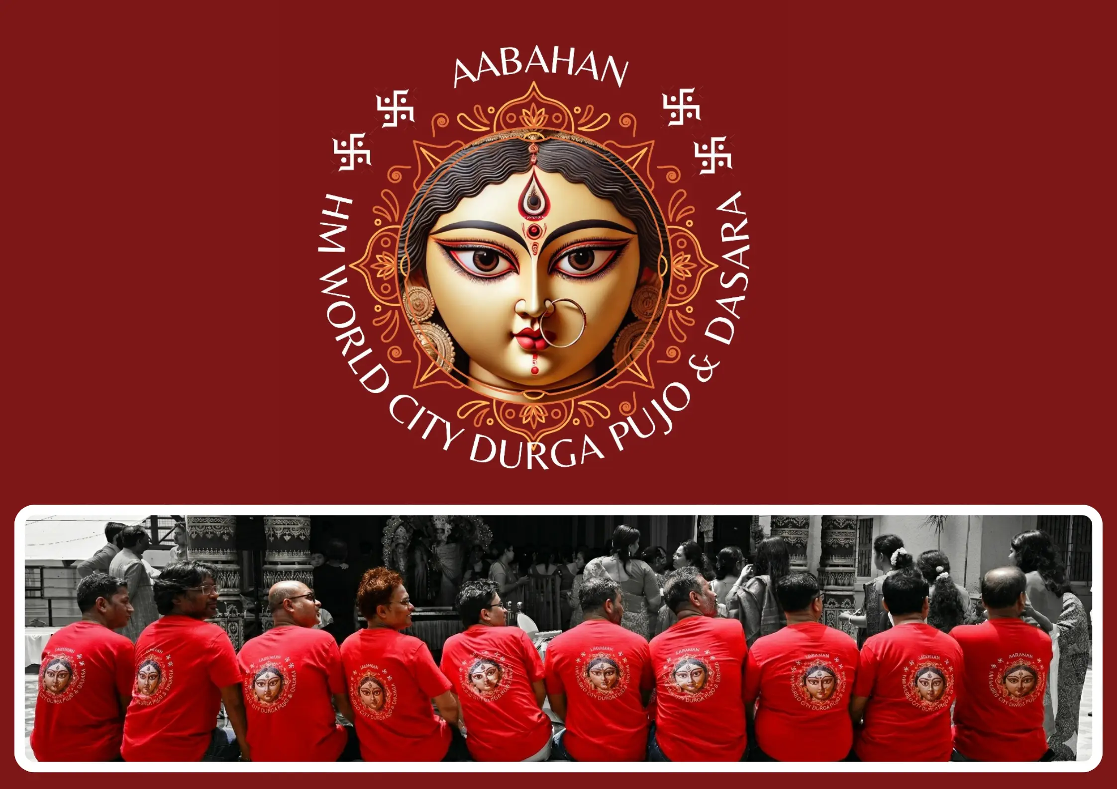 Aabahan community residents celebrating Durga Pujo at HM World City, JP Nagar, Bangalore